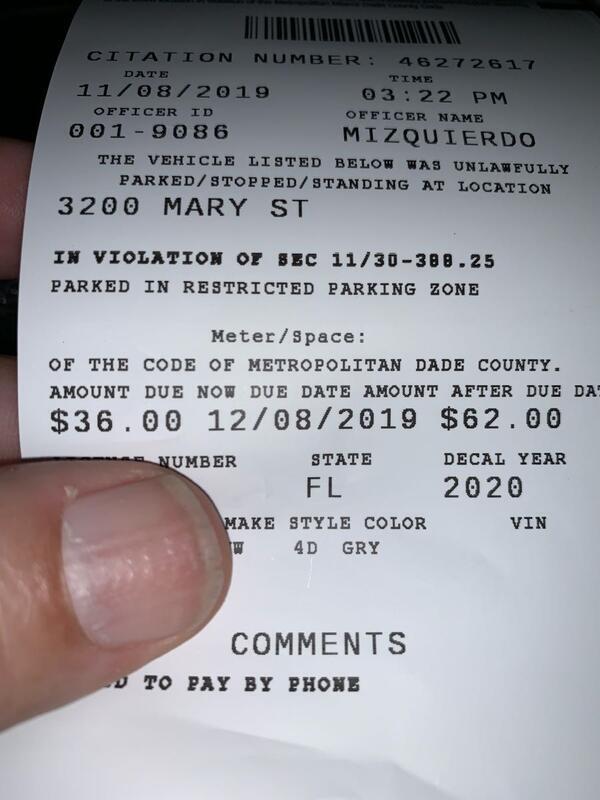 Coconut Grove Grapevine Do you know how much a parking ticket is?